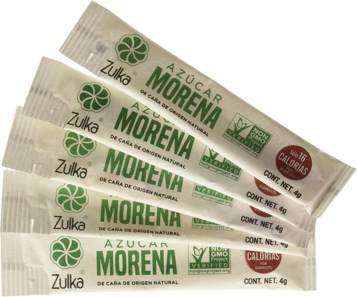 Azúcar Morena Porcionada Zulka | 100 piezas | 4g c/u