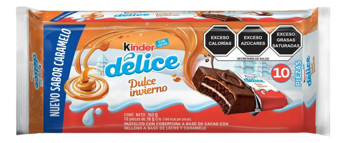 Kinder Délice Dulce Invierno | Sabor Caramelo | 10 Pastelitos De Chocolate