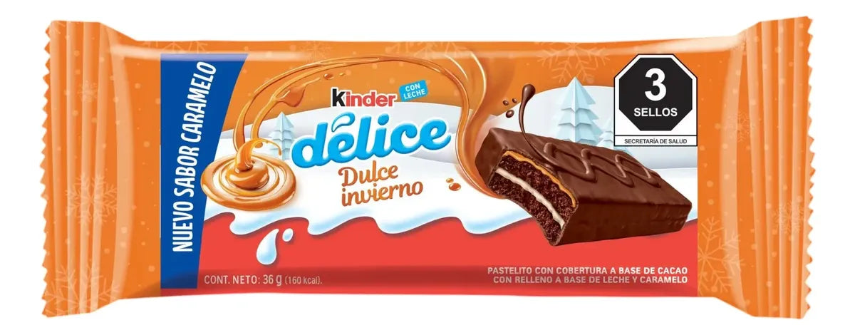 Kinder Délice Dulce Invierno | Sabor Caramelo | 10 Pastelitos De Chocolate