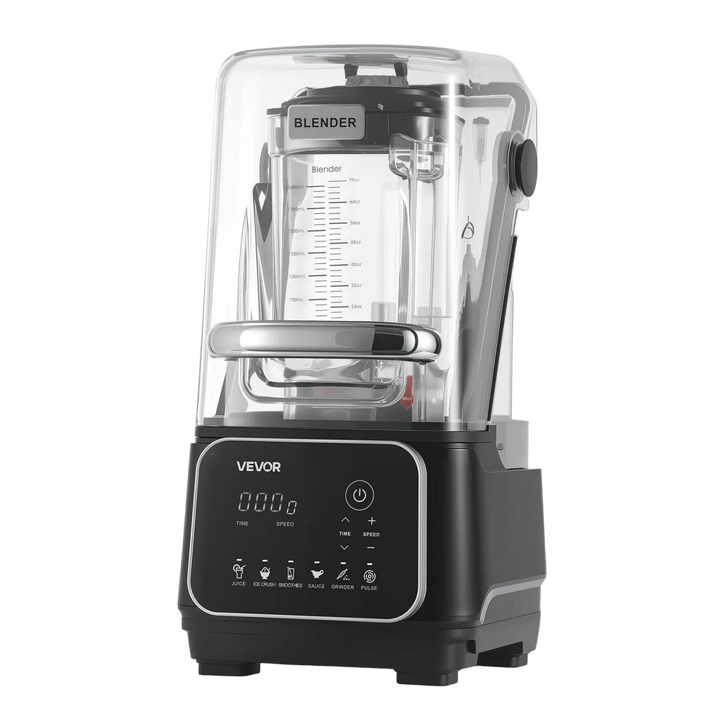 Licuadora profesional de mostrador con protector | 2200 W, 26000 RPM | velocidad ajustable | 6 programas preestablecidos.