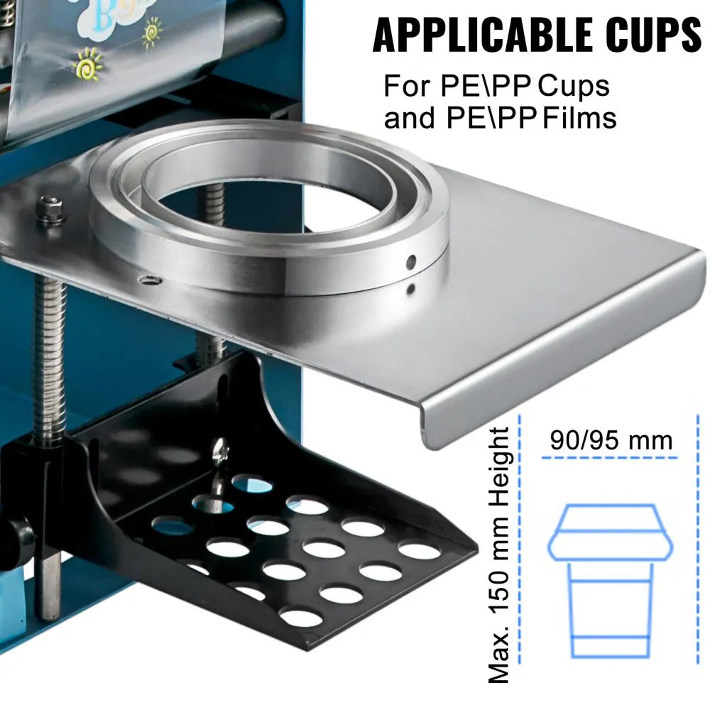 Máquina selladora manual de té boba | 300-500 vasos/hora | vasos de 90/95 mm de diámetro